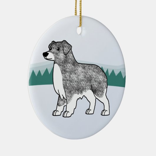 Australian Shepherd Blue Merle kerstversiering Keramisch Ornament (Rechts)