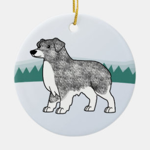 Australian Shepherd Blue Merle kerstversiering Keramisch Ornament