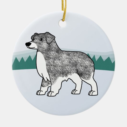 Australian Shepherd Blue Merle kerstversiering Keramisch Ornament (Voorkant)
