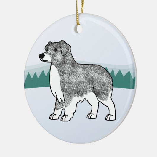 Australian Shepherd Blue Merle kerstversiering Keramisch Ornament (Links)