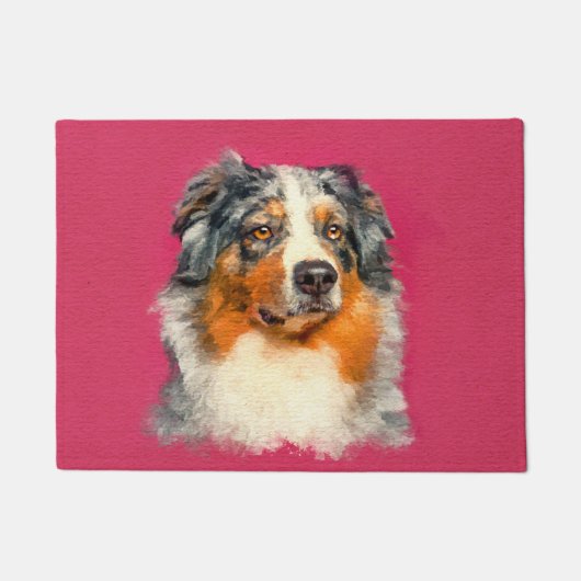 Australian Shepherd - Blue Merle Portrait Deurmat (Voorkant)