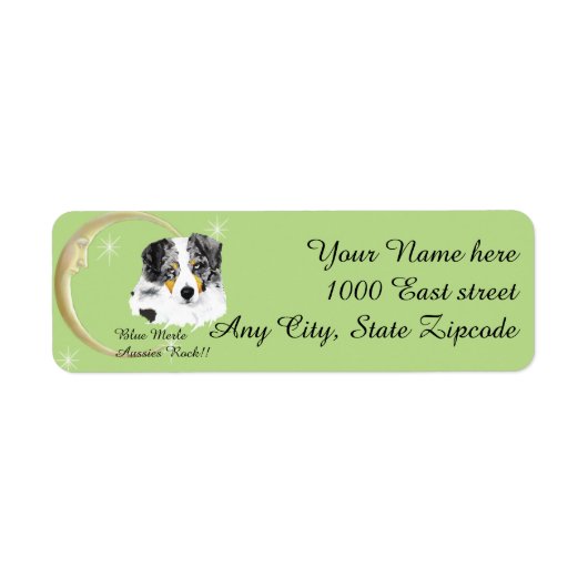Australian Shepherd Blue Merle Return Addy Label (Voorkant)