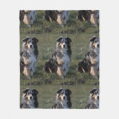 Australian-Shepherd-Blue Merle Sitting Fleece Deken (Voorkant)