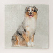 Australian Shepherd - Blue Merle Waterverf Legpuzzel (Verticaal)