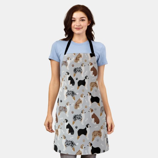 Australian Shepherd Botten and Paws Apron Schort (Gedragen)