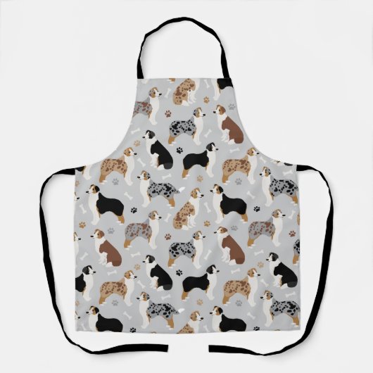 Australian Shepherd Botten and Paws Apron Schort (Voorkant)