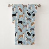 Australian Shepherd Botten and Paws Blue Bath Tow Bad Handdoek (Insitu)