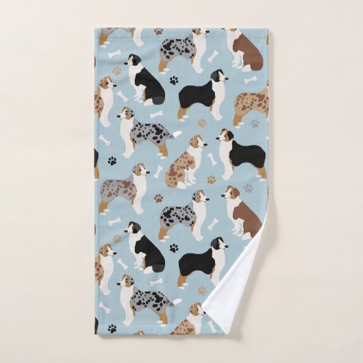 Australian Shepherd Botten and Paws Blue Bath Tow Bad Handdoek (Handdoek)