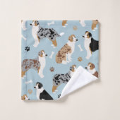 Australian Shepherd Botten and Paws Blue Bath Tow Bad Handdoek (Wasdoekje)