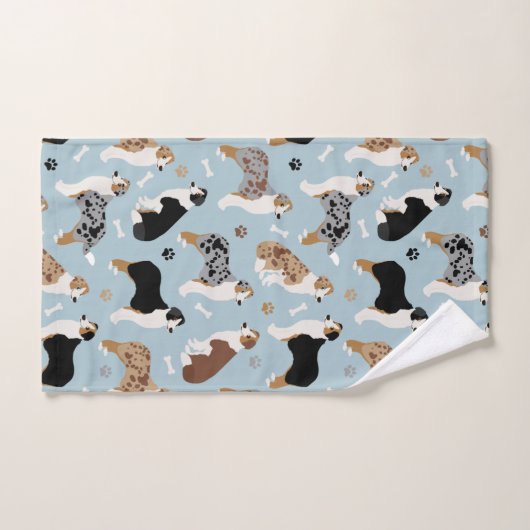 Australian Shepherd Botten and Paws Blue Bath Tow Bad Handdoek (Handdoek)