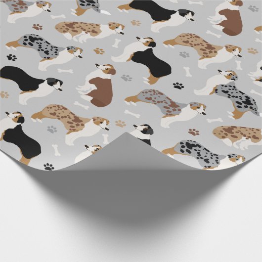 Australian Shepherd Botten and Paws Cadeaupapier (Hoek)