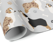 Australian Shepherd Botten and Paws Cadeaupapier (Rol Hoek)