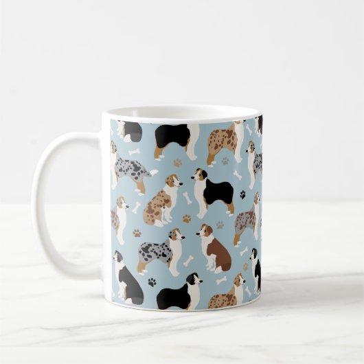 Australian Shepherd Botten and Paws Coffee Mok (Links)