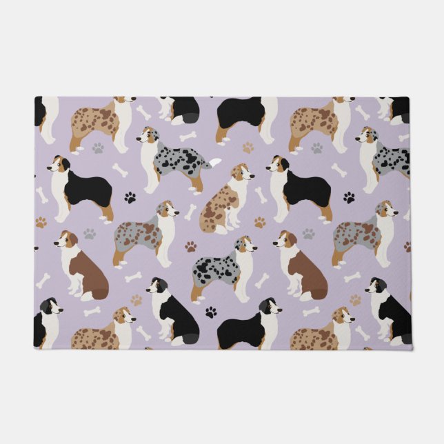Australian Shepherd Botten and Paws Doormat Deurmat (Voorkant)