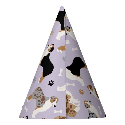 Australian Shepherd Botten and Paws Feesthoedjes (Achterkant)