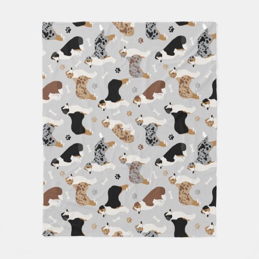 Australian Shepherd Botten and Paws Fleece Blanket (Voorkant)