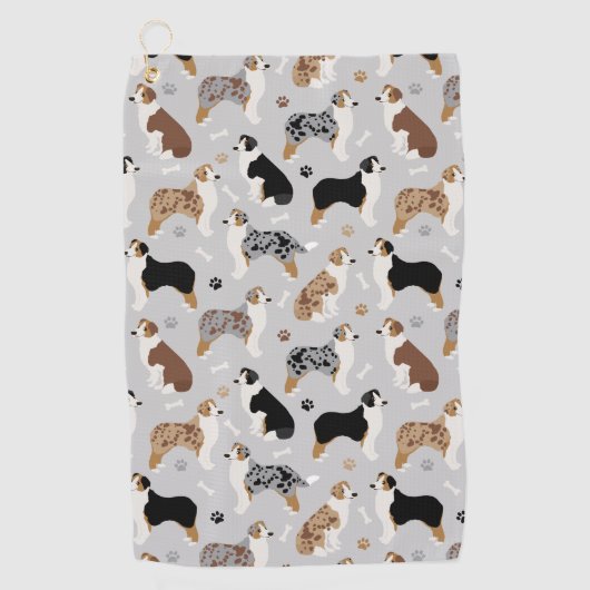 Australian Shepherd Botten and Paws Golfhanddoek (Voorkant)