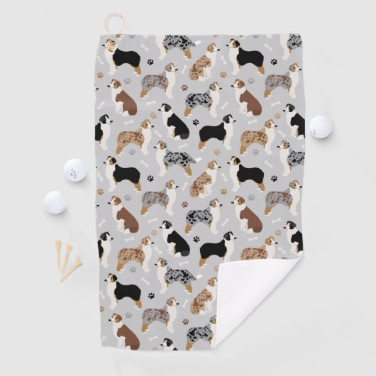 Australian Shepherd Botten and Paws Golfhanddoek (Insitu)