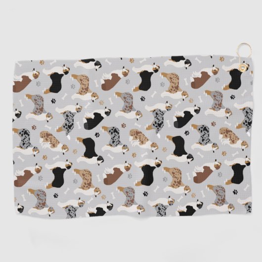Australian Shepherd Botten and Paws Golfhanddoek (Horizontaal)