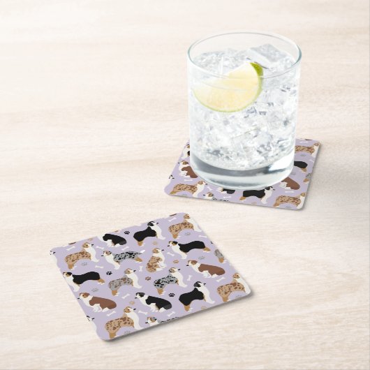 Australian Shepherd Botten and Paws Kartonnen Onderzetters (Insitu)