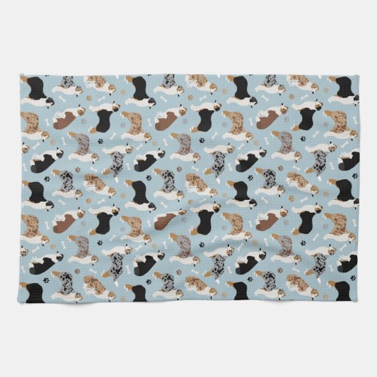 Australian Shepherd Botten and Paws Kitchen Towel Theedoek (Horizontaal)