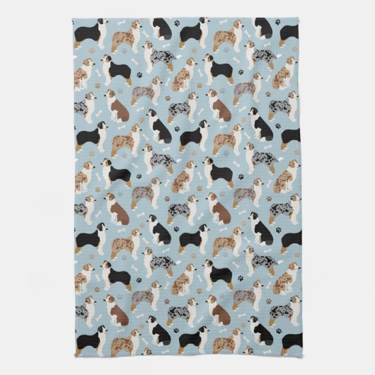 Australian Shepherd Botten and Paws Kitchen Towel Theedoek (Verticaal)