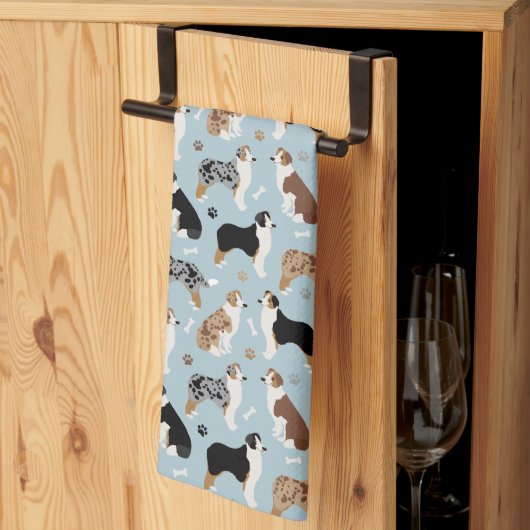 Australian Shepherd Botten and Paws Kitchen Towel Theedoek (Derde Gevouwen)