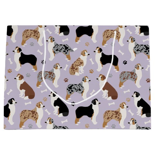 Australian Shepherd Botten and Paws Large Gift Bag Groot Cadeauzakje (Voorkant)