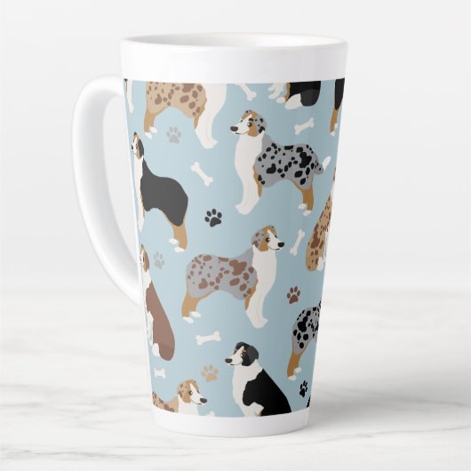 Australian Shepherd Botten and Paws Latte Mok (Linkerhoek)