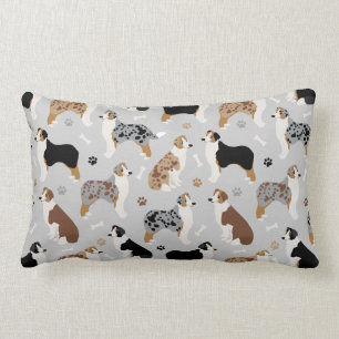 Australian Shepherd Botten and Paws Lumbar Pillow Kussen