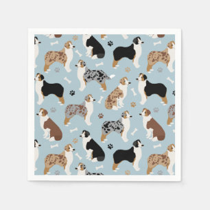 Australian Shepherd Botten and Paws Napkins Servet