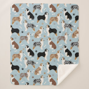 Australian Shepherd Botten and Paws Sherpa Blanket Deken