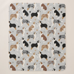 Australian Shepherd Botten and Paws Sherpa Blanket Deken