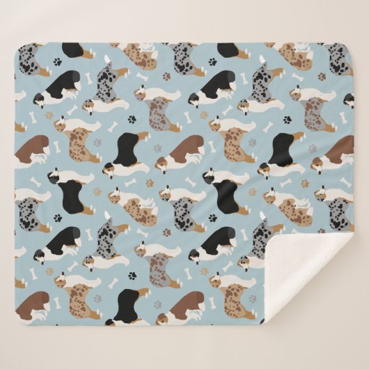 Australian Shepherd Botten and Paws Sherpa Blanket Sherpa Deken (Voorkant (horizontaal))