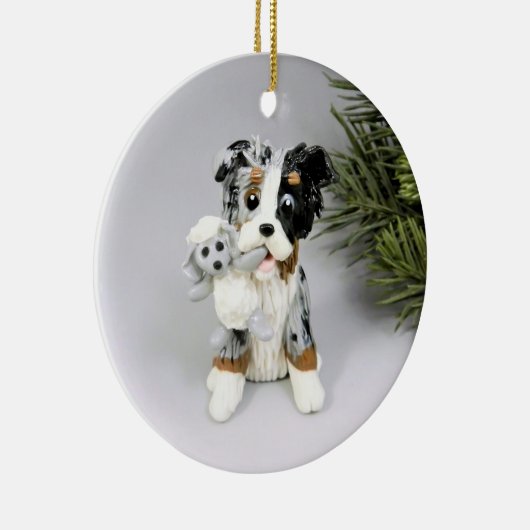 Australian Shepherd Bue Merle Keramisch Ornament (Rechts)
