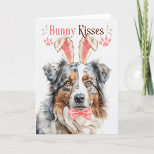 Australian Shepherd Bunny Ears Easter Holiday Kaar Feestdagen Kaart