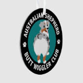 Australian Shepherd Butt Wiggler Club (Blue Merle) Ornament (voorkant)