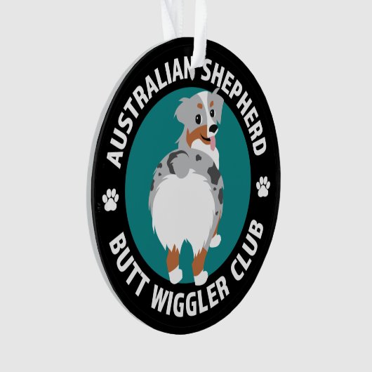 Australian Shepherd Butt Wiggler Club (Blue Merle) Ornament (voorkant)