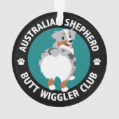 Australian Shepherd Butt Wiggler Club (Blue Merle) Ornament (achterkant)