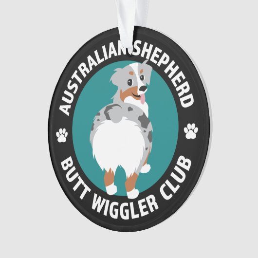 Australian Shepherd Butt Wiggler Club (Blue Merle) Ornament (voorkant)