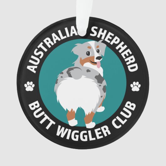 Australian Shepherd Butt Wiggler Club (Blue Merle) Ornament (voorkant)