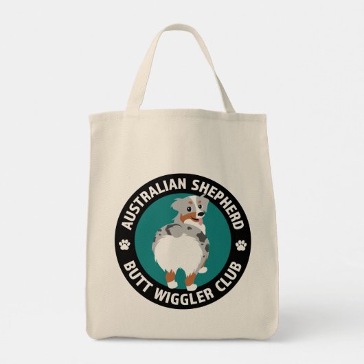 Australian Shepherd Butt Wiggler Club (Blue Merle) Tote Bag (Achterkant)