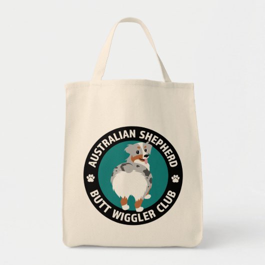 Australian Shepherd Butt Wiggler Club (Blue Merle) Tote Bag (Voorkant)