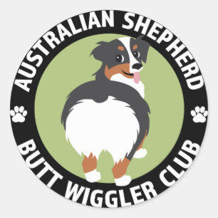 Australian Shepherd Butt Wiggler Club Ronde Sticker