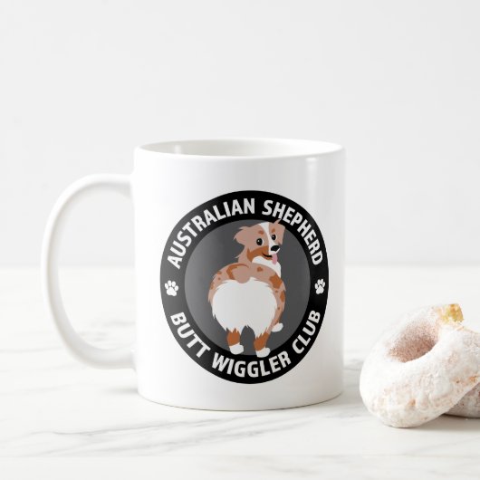 Australian Shepherd Butt Wigglers Club - Red Merle Koffiemok (Met donut)