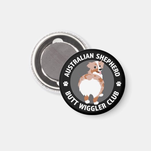 Australian Shepherd Butt Wigglers Club - Red Merle Magneet (Voorkant / Achterkant)