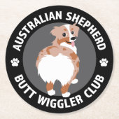 Australian Shepherd Butt Wigglers Club - Red Merle Ronde Kartonnen Onderzetter (Voorkant)