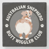 Australian Shepherd Butt Wigglers Club - Red Merle Stenen Onderzetter (Voorkant)