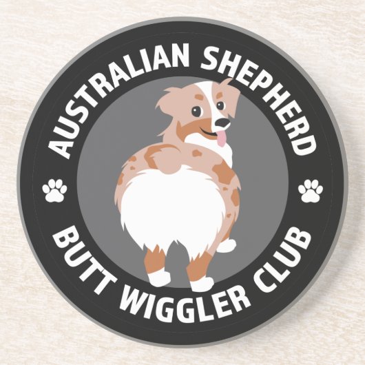 Australian Shepherd Butt Wigglers Club - Red Merle Zandsteen Onderzetter (Voorkant)