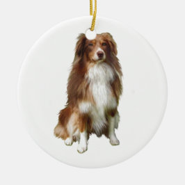 Australian Shepherd (C) - Rood-wit Keramisch Ornament